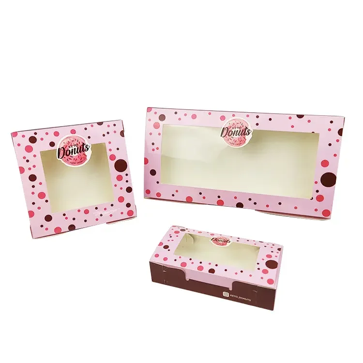 Top Ranking Customized Pink Printing Donuts Food Grade Box Art Paper Cake Box shipping paper box supplier