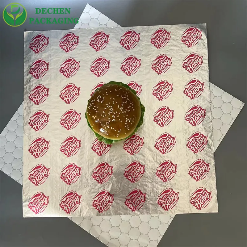 Honeycomb Patterned Roll of Soft Aluminum Foil Paper Printed and Coated Sandwich Insulated Burger Wrap Sheet for Food Packaging