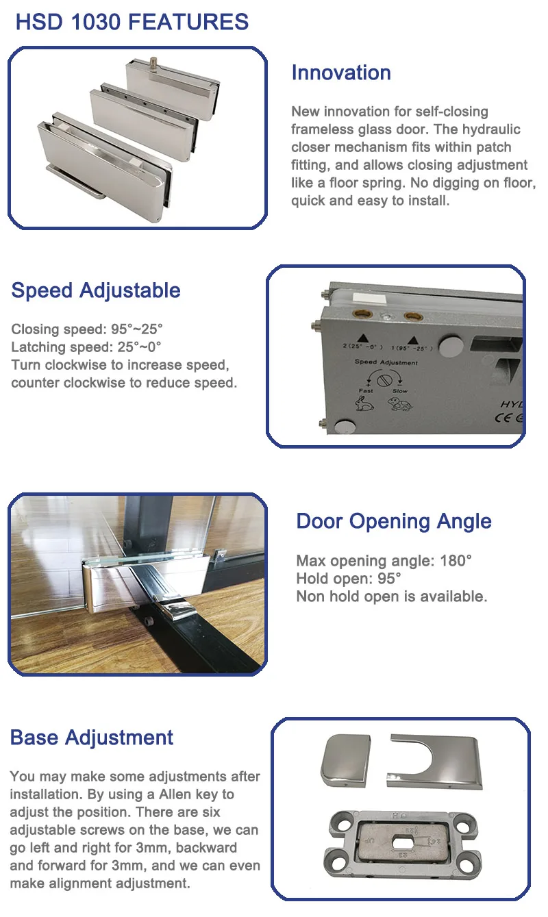 Nhn Concealed Glass Door Closer Two Way Open Glass Door Floor Hinge