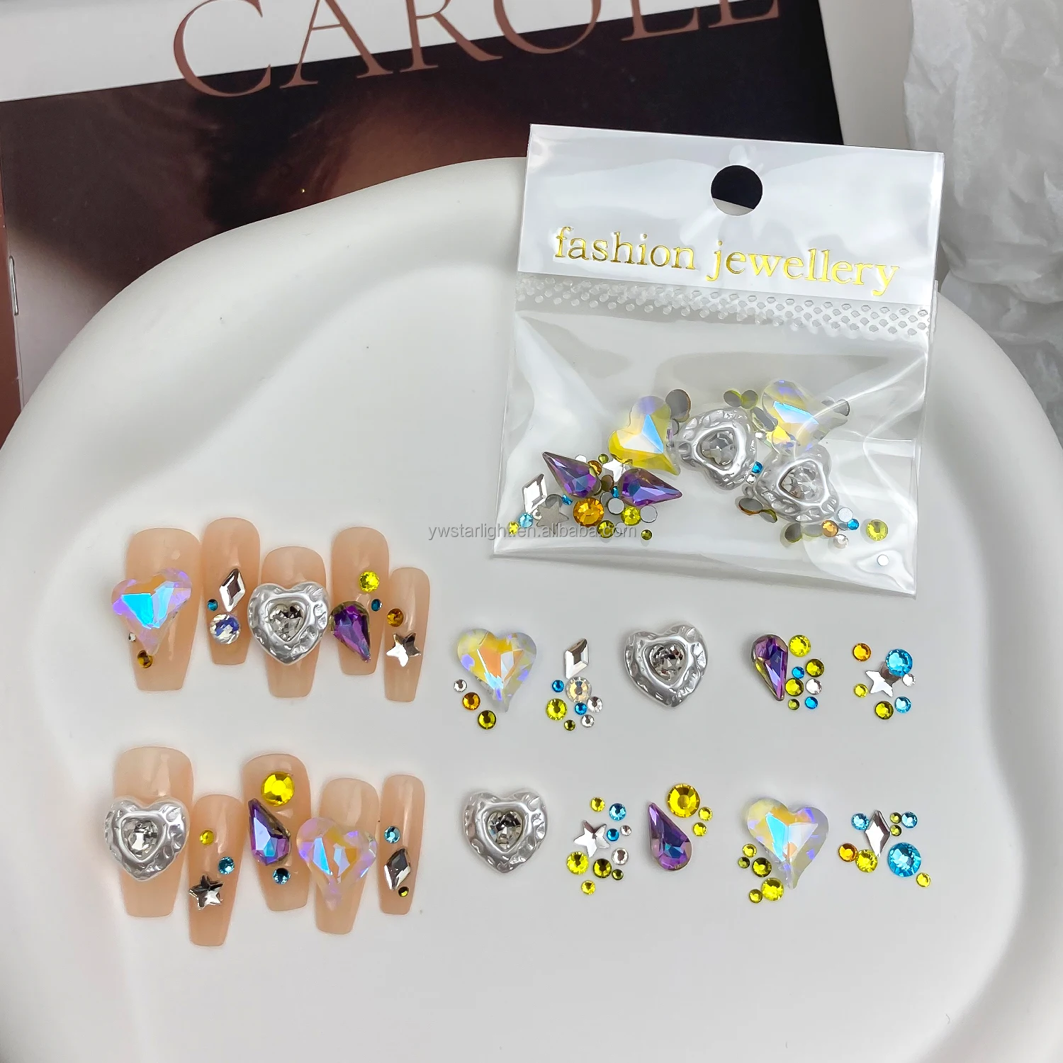 Mixed Packs Nail Art Rhinestones Charms Colorful Baroque Style Heart