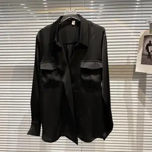 Wholesale Spring 2026 New Fashion Elegant Temperament Celebrity Commuter  Solid Color Mercerized Cotton Women's Shirt
