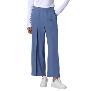 Women Wide Legged Yoga Pants Casual Mid-Waist Straight-Leg Loose Pants for Women Ladies Ribbed Baggy Wide Leg Track Pants Women