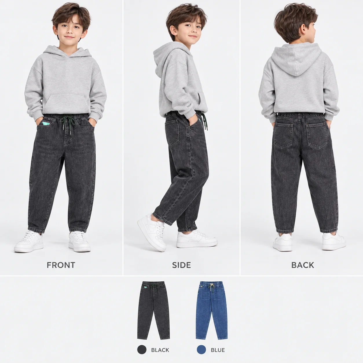 Custom Logo Vintage Wide Leg Denim Pants for Men Trendy Streetwear Washed Trousers Autumn Casual Solid Pattern Jeans
