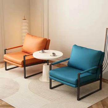 Nordic Lazy Sofa Light Luxury Sales Single Wrought Iron Leisure Sofa Balcony Negotiation Bedroom Living Room Minimalist Sofa