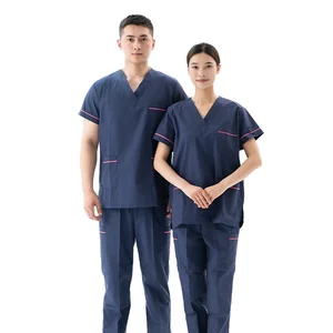 Long-sleeved, dark green cotton, men's and women's woven, beauty, pet, oral, work, medical and hospital uniform, frosted set