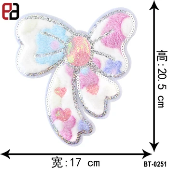 Cute Colorful Butterfly Bow Chenille Patches For Girls Clothing