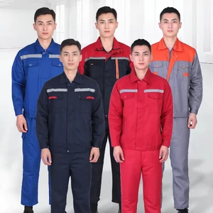 Wholesale Custom Long Sleeve Workwear Suit Men Reflective Welding Jacket Cleaning Work Clothes Factory Work Uniform Set