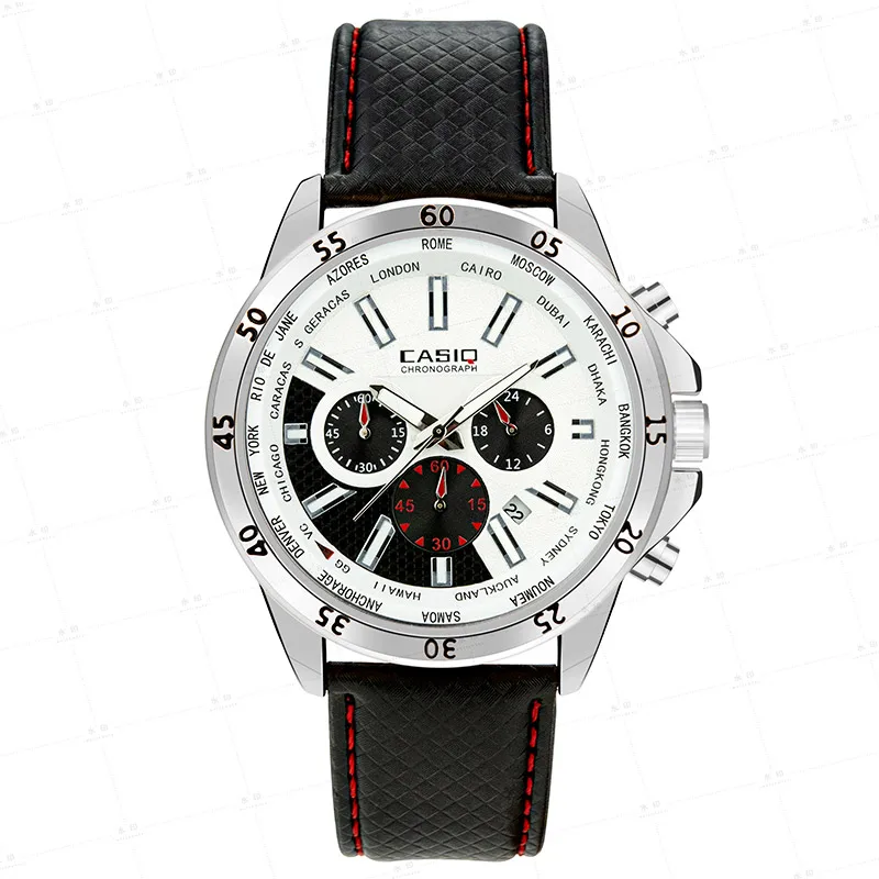 2023 Новые мужские модные Спортивные кварцевые наручные часы с кожаным водонепроницаемым хронографом