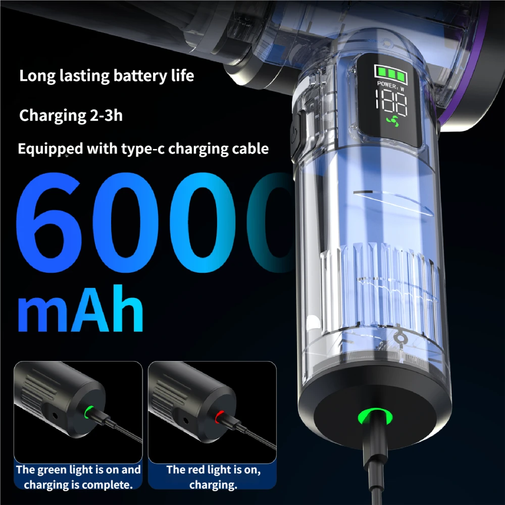 18000Pa Electric Portable Handheld Car Vacuum Cleaner Mini Wireless with Brushless Motor ABS and Plastic Material for Cleaning - view 5