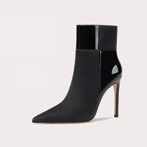Easy Wear Black Ankle Boots Stiletto Elastic for Office Formal Occasions Wholesale Luxury Heels Boots for Women