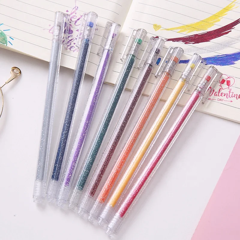 8 colors/Set Glitter Pen Highlighter Color Changing Flash Marker