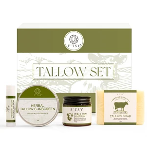 OEM/ODM Organic Natural Beef Tallow Facial Skin Care Set Face Whitening Moisturizing Calming Skincare Kit