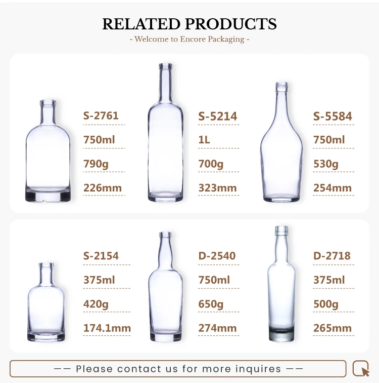 Wholesale 750ml Glass Wine Liquor Bottle Gin Rum Vodka Spirits Bottle ...