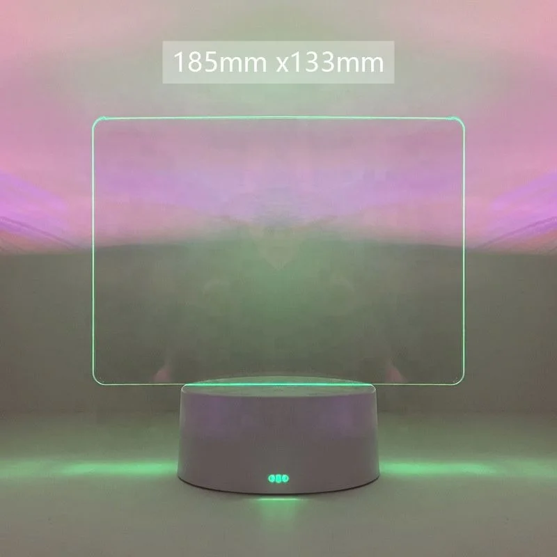 USB Blank Acrylic Writing Led Message Note Board DIY Erasable 3D Night Light Rectangular Base LED Creative Table Light