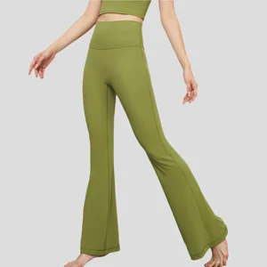 High Waist Yoga Flare Pants with Naked Hip Lift Soft and Comfortable Wide Leg Design Solid Pattern Exercise Fitness Clothing