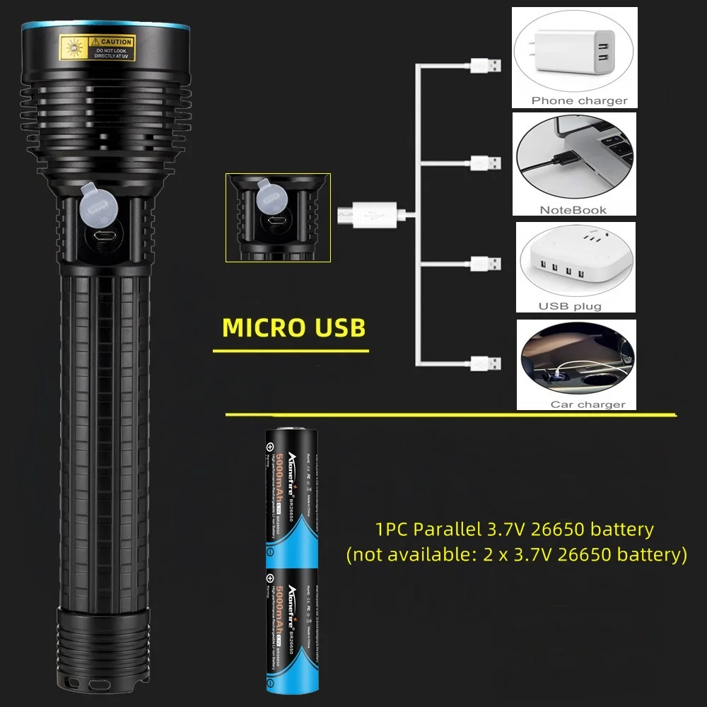 Lampe Torche UV DARKBEAM B14 365nm 20W - Puissante Lumière Noire LED Rechargeable