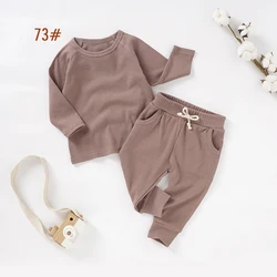 Raglan Sleeve Autumn Top And Pants 2pc Set Baby Rib Clothing Set Pajamas