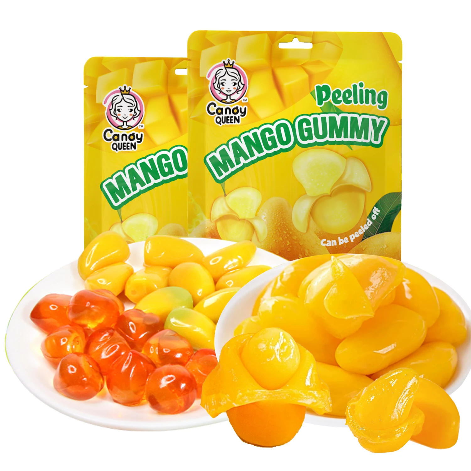 Factory Direct Sale Halal/kosher Certification 4D mango Peeled Gummy Jelly Soft Candy Bonbons