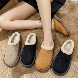 For Autumn Casual Flat Bottom Ox Velvet Upper Solid Color Wear Resistant Drag Women