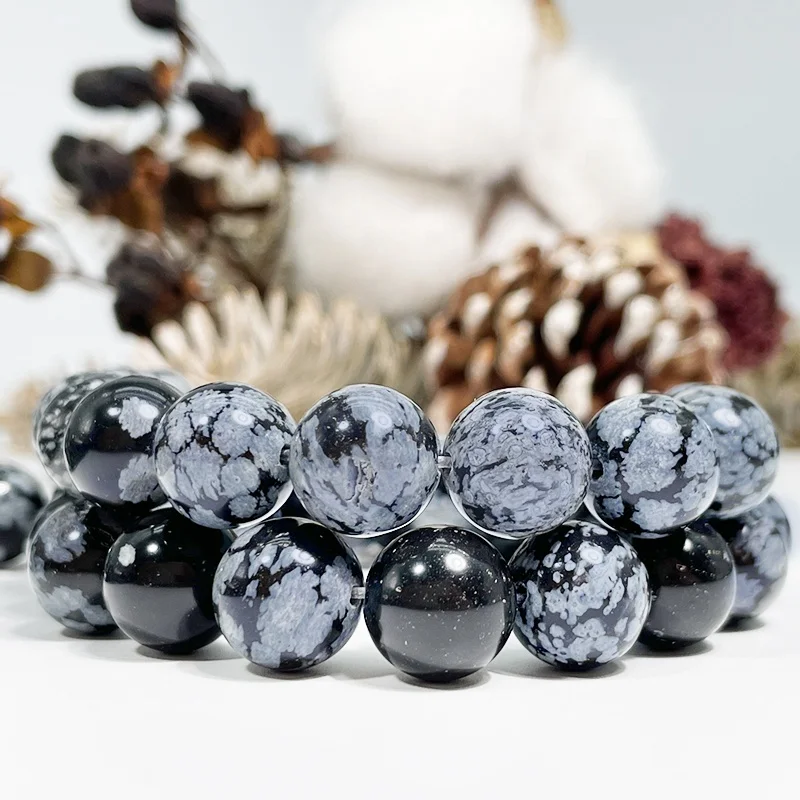 snowflake obsidian beads