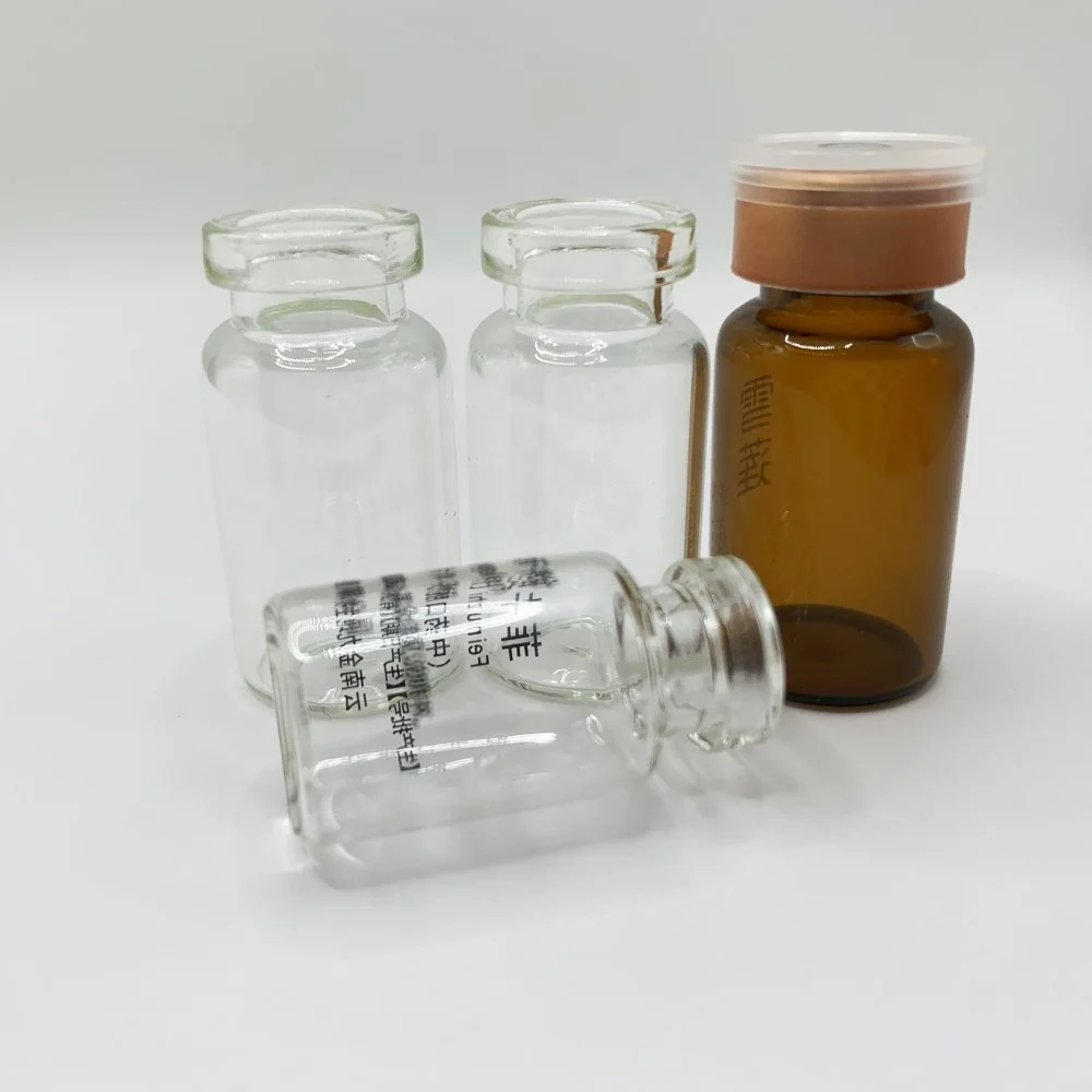 Glass Tubular Bottle Injection Vial With Rubber Stopper