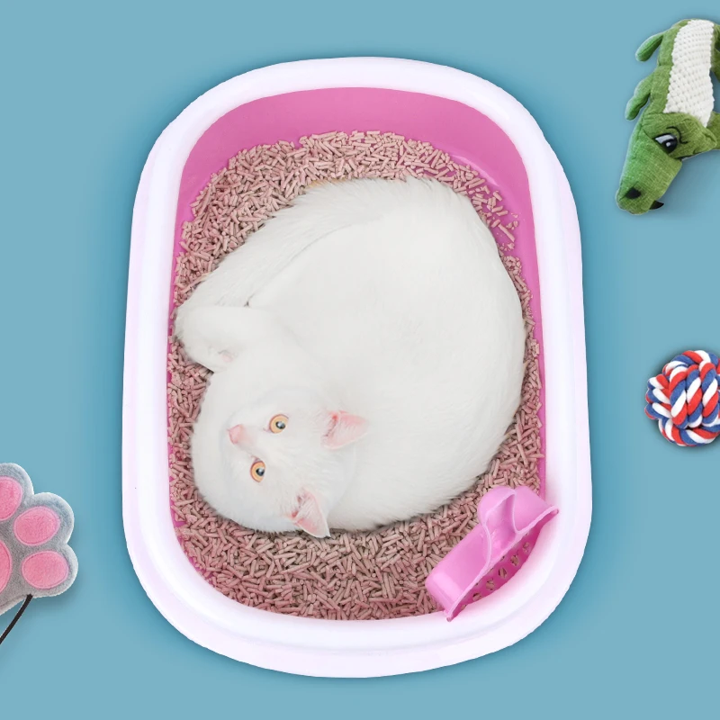 Горячий продавать пластиковые полузакрытый наполнитель для кошачьего туалета коробка кошачьего туалета Легко чистить