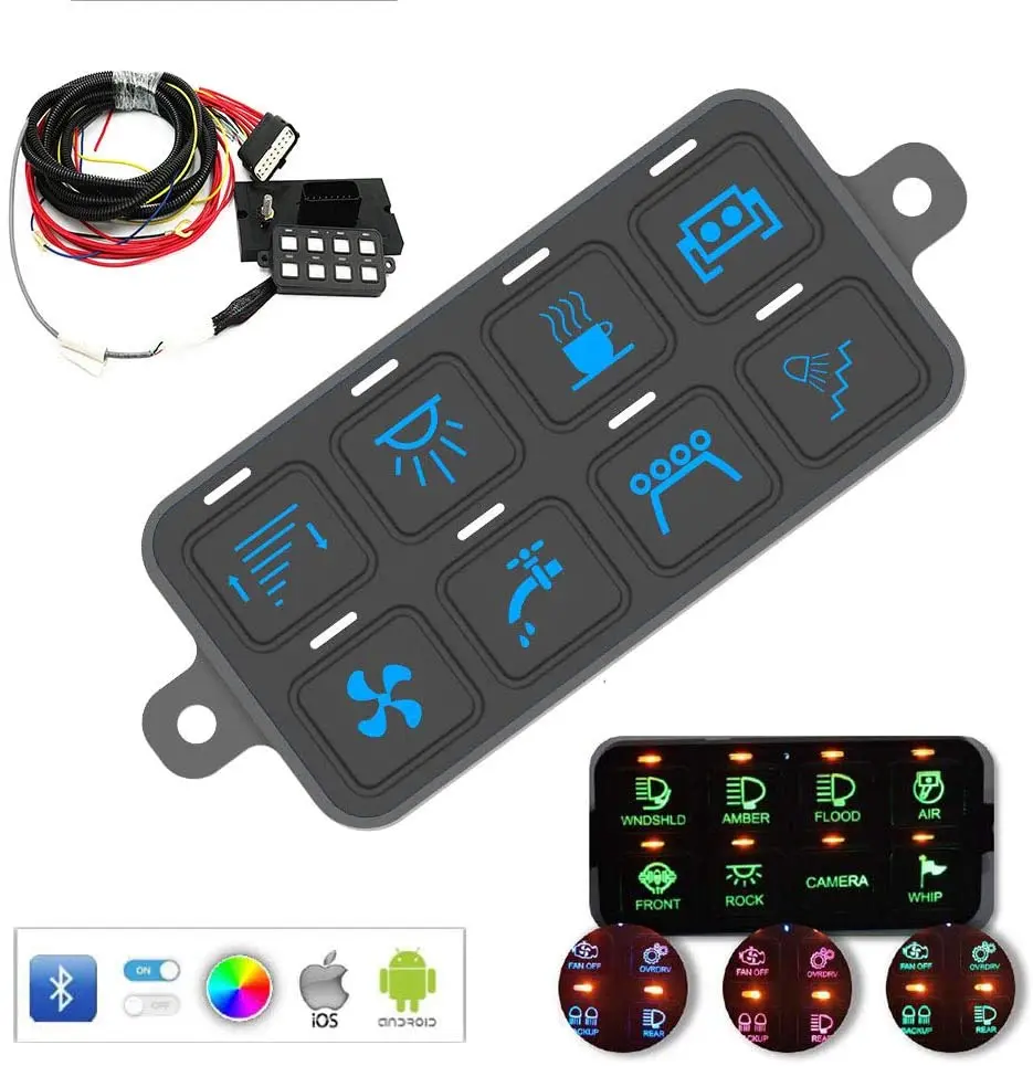 Universal 8 Gang Switch Panel - 12V 24V Waterproof Control