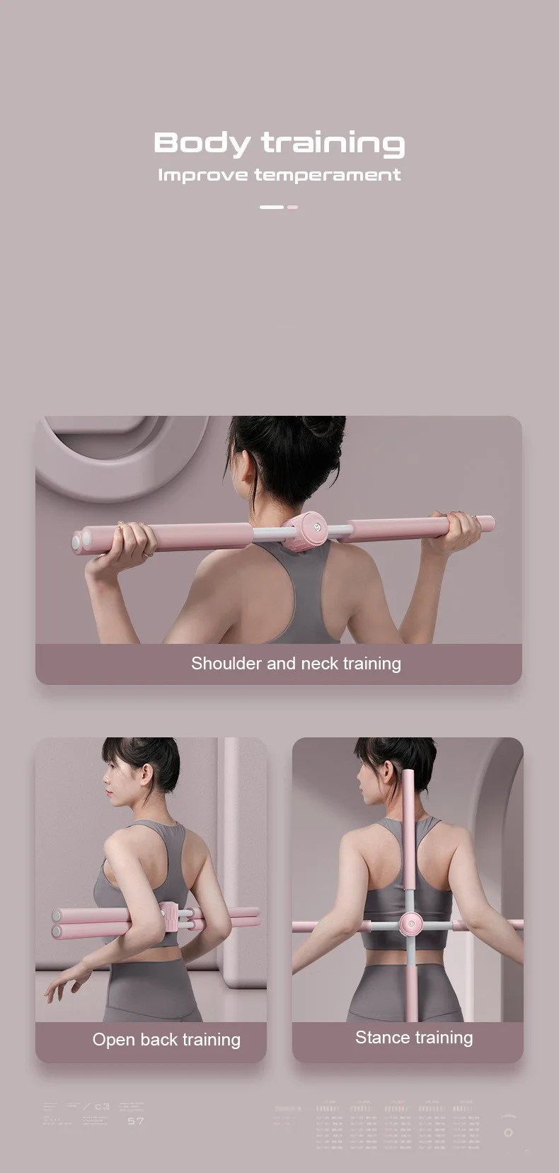 l0095 pilates fitness stick beauty back toning yoga pole dance body yoga stick open shoulder posture corrector-7