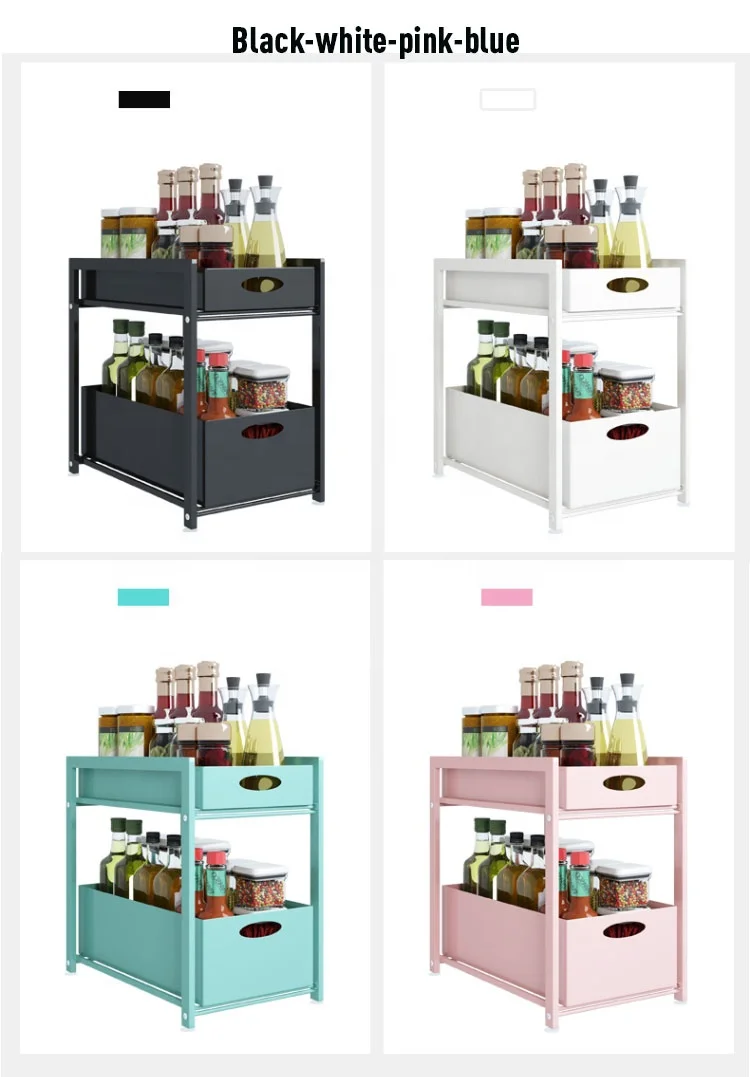2 Tier Kitchen Under Shelf Expandable Under the Sink Rack Organizer Storage Holder Rack Sink Cabinet Shelf Spice Rack