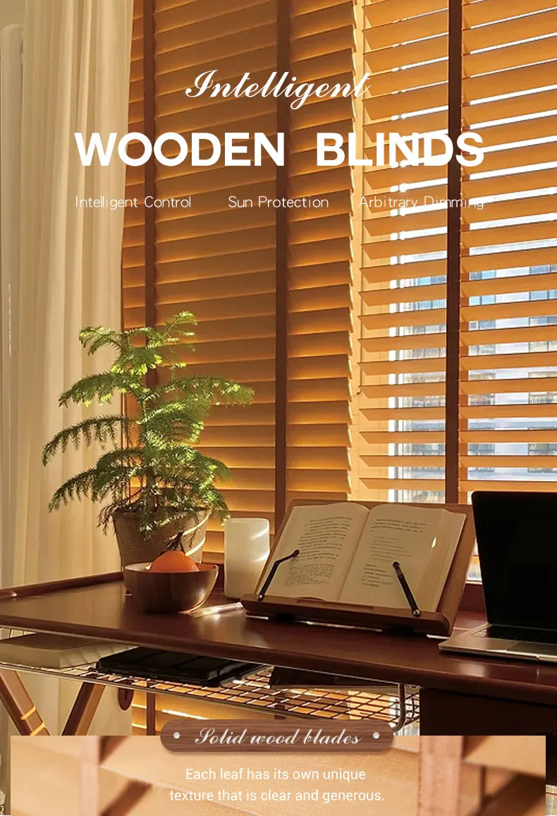 Hot Sale Modern Horizontal Wood Venetian Blinds Electric Waterproof  Built-in Windows Blinds Technique Plain, image size:790x1157