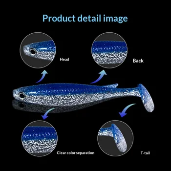 Stainless Steel Artificial Soft Bait Lure for Bass Freshwater Two-Color T-Tail Jig Head Snakehead Mandarin Fish Wholesale – Soft Lure – view 3