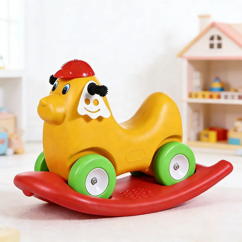 Feelkids PE Plastic Rocking Horse Ride-On Toy for 2-8 Year Olds Unisex Dog Car Style