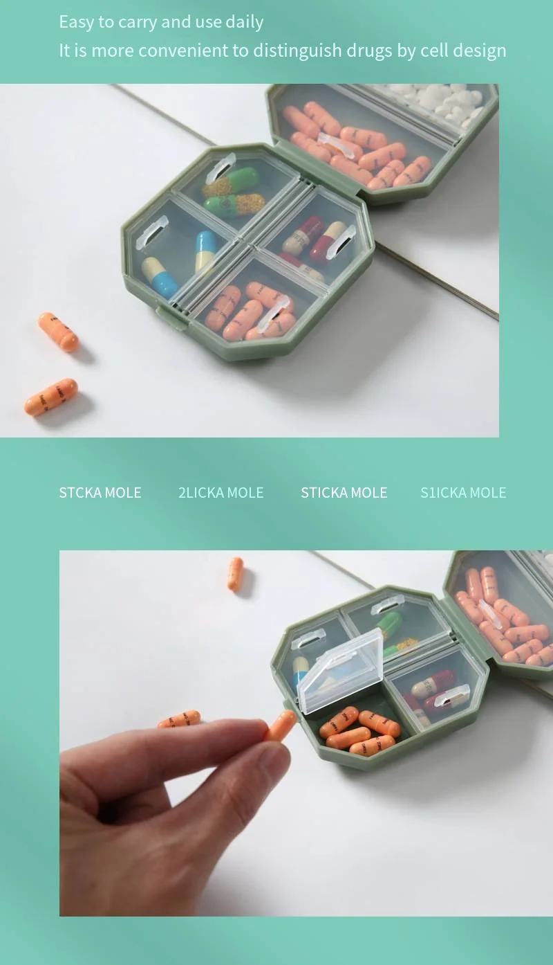 Portable mini six-compartment pill capsule packing box Household moisture-proof sorting cubicle pill box supplier