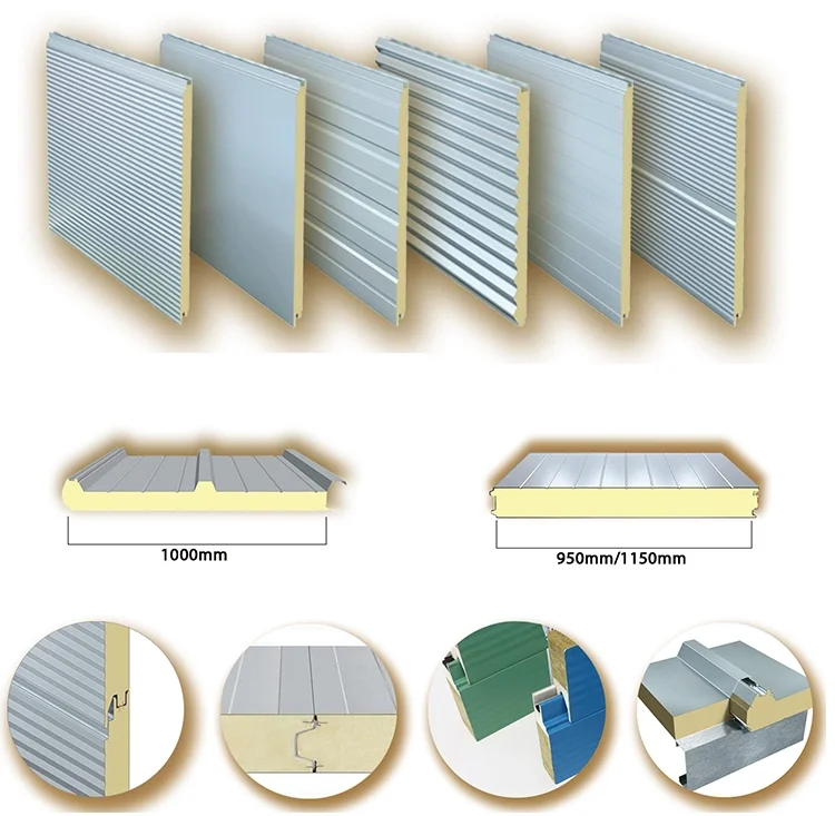 High quality PIR PU sandwich panel 100mm pu panel thermal insulation pu panels for cold room warehouse