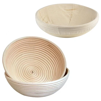 Round shape large rattan brotform European baking fermentation dough bowl banneton bread proofing basket with Liner