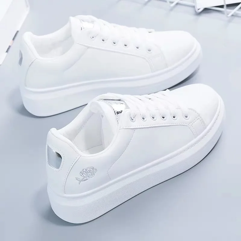 Boulevard Women's Punched Open Toe Flower Casual Shoes - Comfortable White Flats - View #5