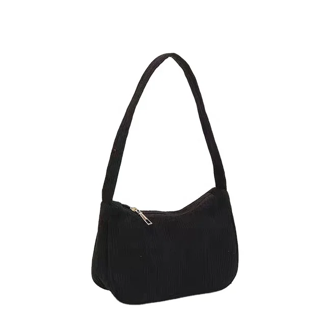 Solid Color Chain Underarm Bag Fashionable Corduroy Shoulder Bag Textile Packaging Product