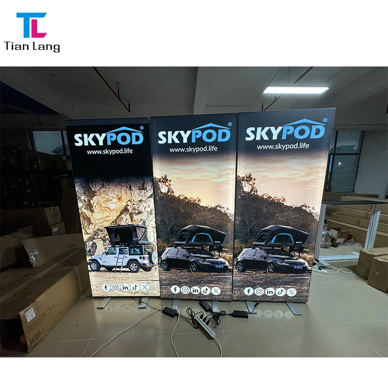 10s Montage LED-Beleuchtung Expo Seg Leuchtkasten Doppelseitiger Aluminiumrahmen Grafikwerbung Rahmenloser Leuchtkasten Messestand