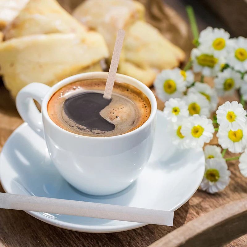 Italian Individually Wrapped Packing 90Mm Disposable Biodegradable Sugar Coffee Stirrer and Bar Wooden Stir Sticks