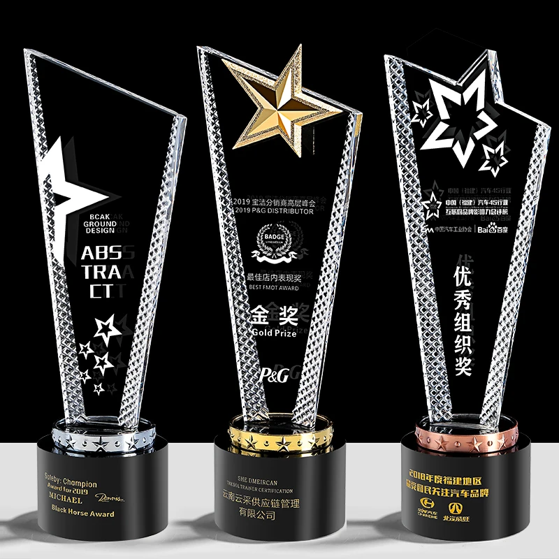 Customized crystal trophies and awards