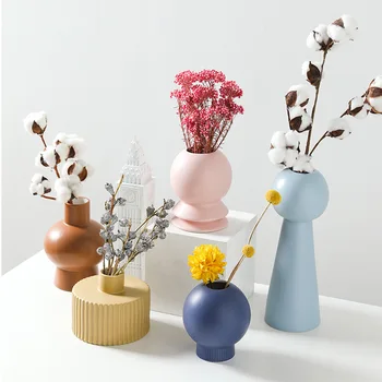 Rustic Home Decor Ceramic Small Flower Vase Irregular Shape Blue Nordic Vase
