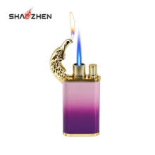 SHAOZHEN Wholesale Cheapest Custom Creative Crocodile Dual Flame Windproof Torch Lighter Wholesale Butane Gas Cigarette Lighter
