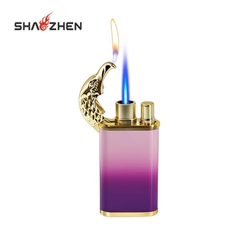 SHAOZHEN Wholesale Cheapest Custom Creative Crocodile Dual Flame Windproof Torch Lighter Wholesale Butane Gas Cigarette Lighter
