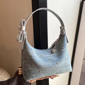 2026 New Arrival Factory Wholesale Fashionable Denim Underarm Bag Top Designer Women's Shoulder Bag