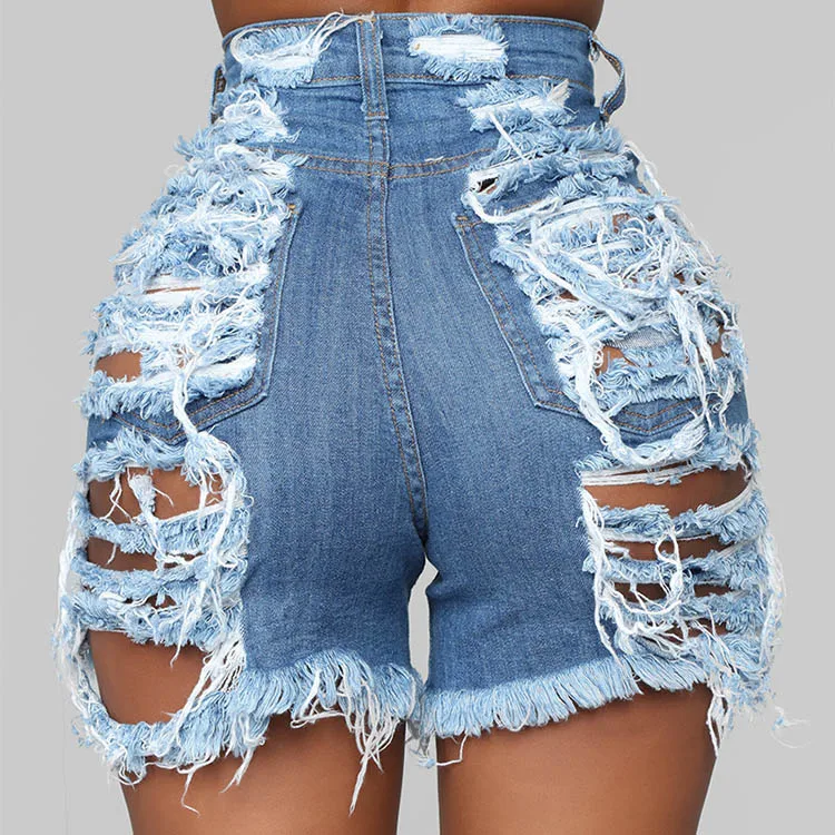 Hot Selling High Stretch Distressed Denim Frayed Ripped Jeans Shorts ...