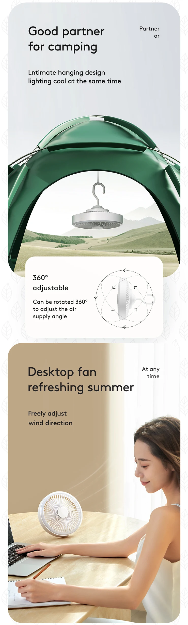 Simple Modern Ceiling Fan, 3.7v, Battery - detail 6