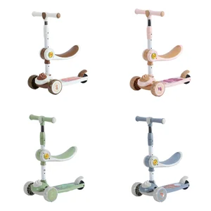 Manual Kids Kick Scooter with Lights Steel Alloy Frame and PU Wheel for 2-Year-Olds Children's Foot Scooter Foldable Design