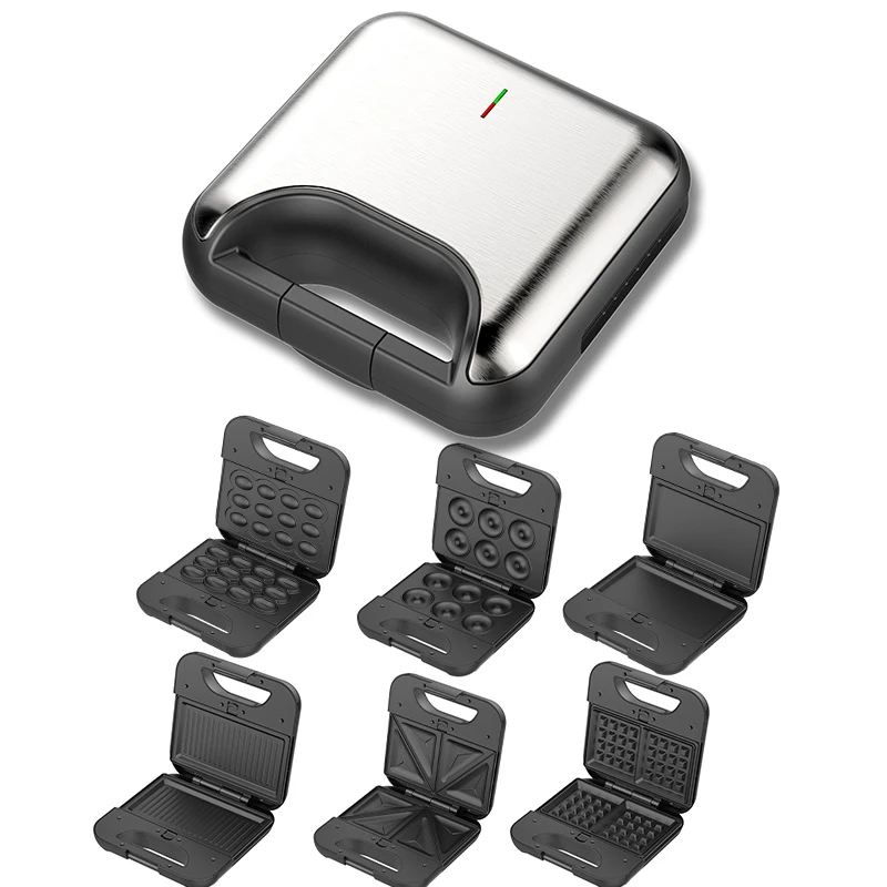 Aifa 3 in 1 4 Slice Sandwich Maker Non-Stick Coated Detachable Plates Opens 180 Degrees SS Surface 4 Slice Waffle Maker