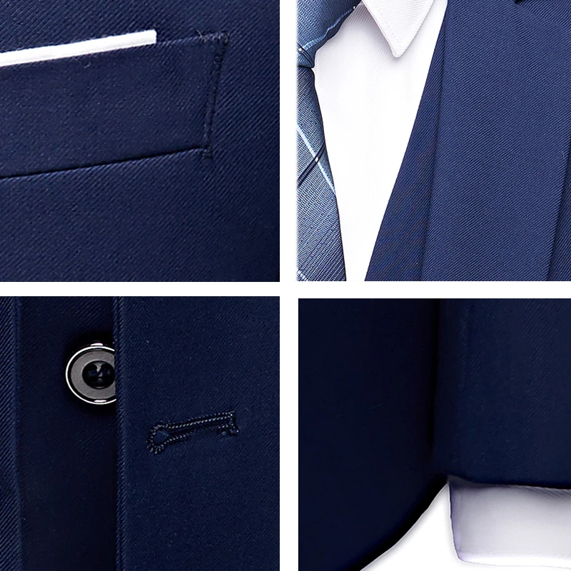Men Blazers Set 3 Pieces Wedding 2 Suit Elegant Full Pants Design Latest Vest Business 2023 Slim Fit Coat Trousers_voghion.com