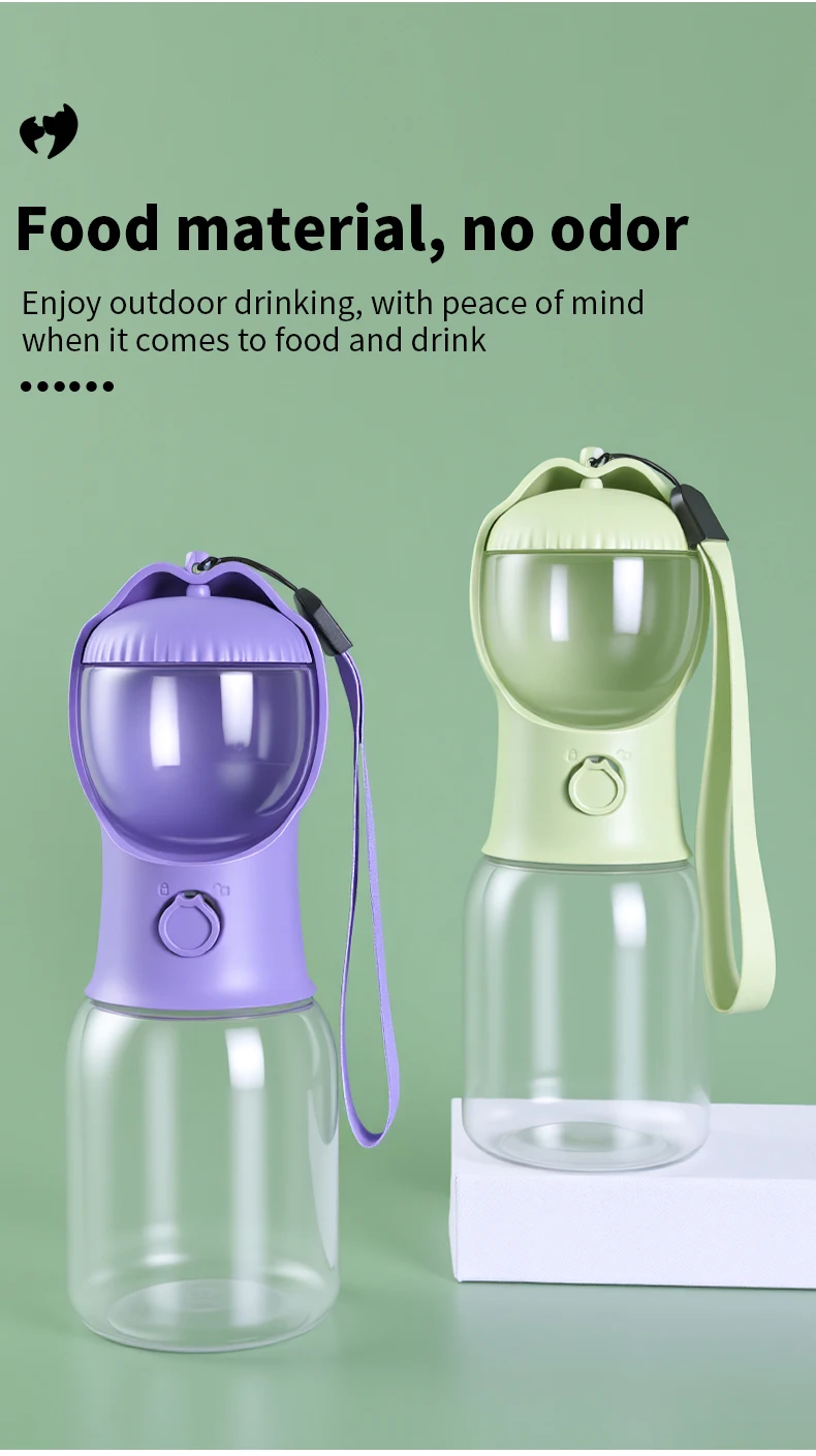 product portable dual chamber dog water food cup hanging design outdoor walking travel pet water bottle for small puppy-8